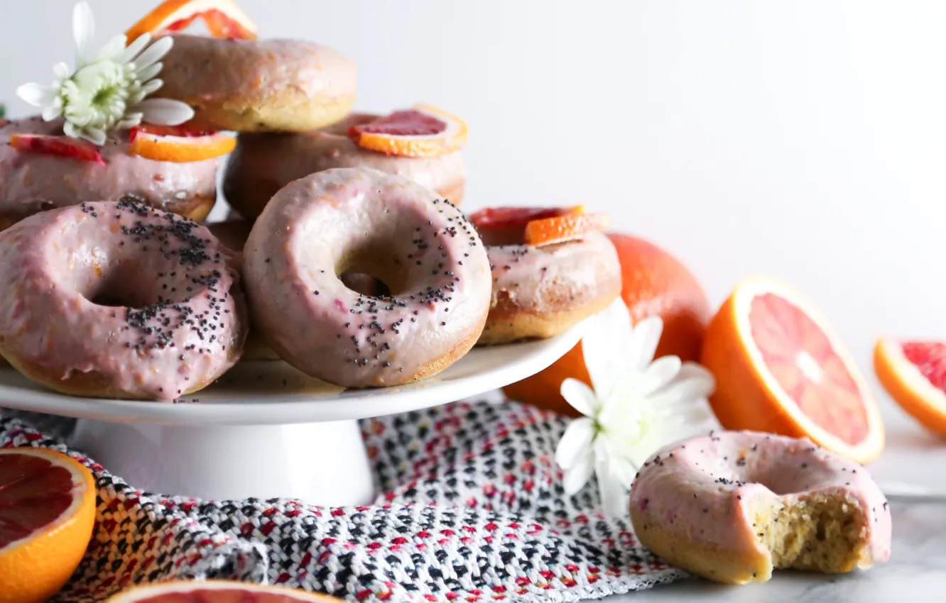 Photo wallpaper Mac, orange, donuts