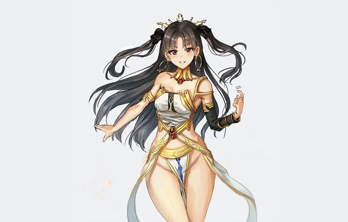 Photo wallpaper girl, sexy, cleavage, long hair, dress, boobs, anime, beautiful