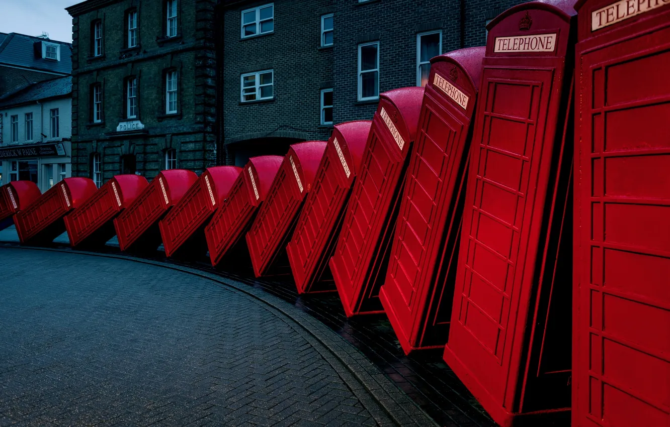 Photo wallpaper the city, home, phone booth