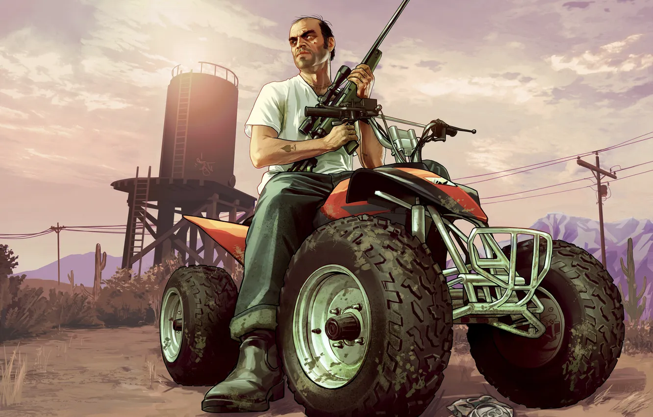 Photo wallpaper man, ATV, sniper, Grand Theft Auto V, Trevor, gta 5