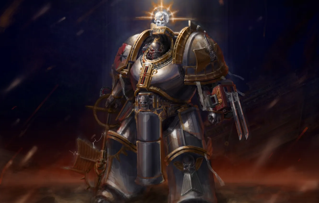 Photo wallpaper warhammer 40k, space marines, grey knights, imperium, hammk, chaplain, crozius arcanum