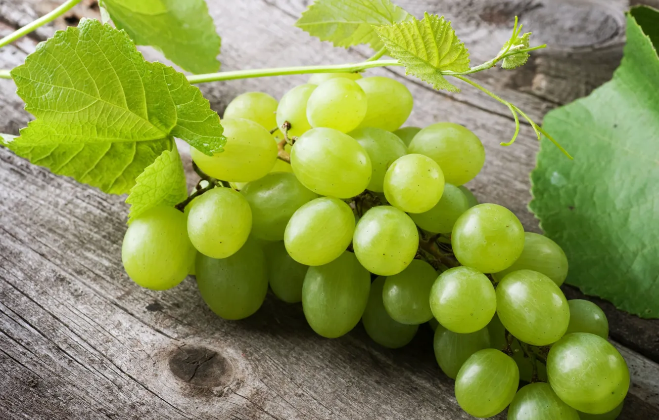 Photo wallpaper green, berries, background, widescreen, Wallpaper, food, grapes, leaf