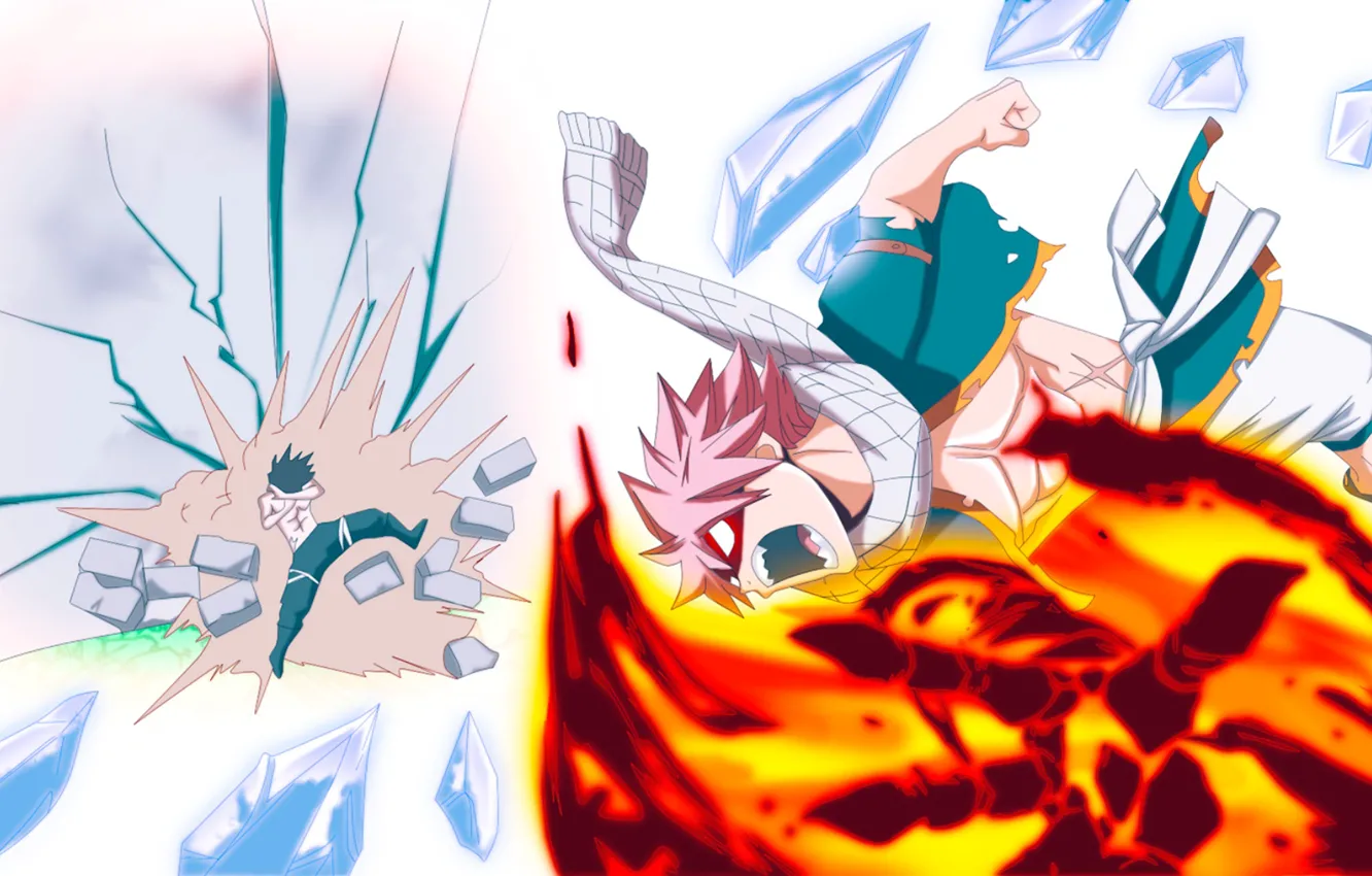 Photo wallpaper blow, fairy tail, Natsu Dragneel, Grey Fullbuster, Fairy tail