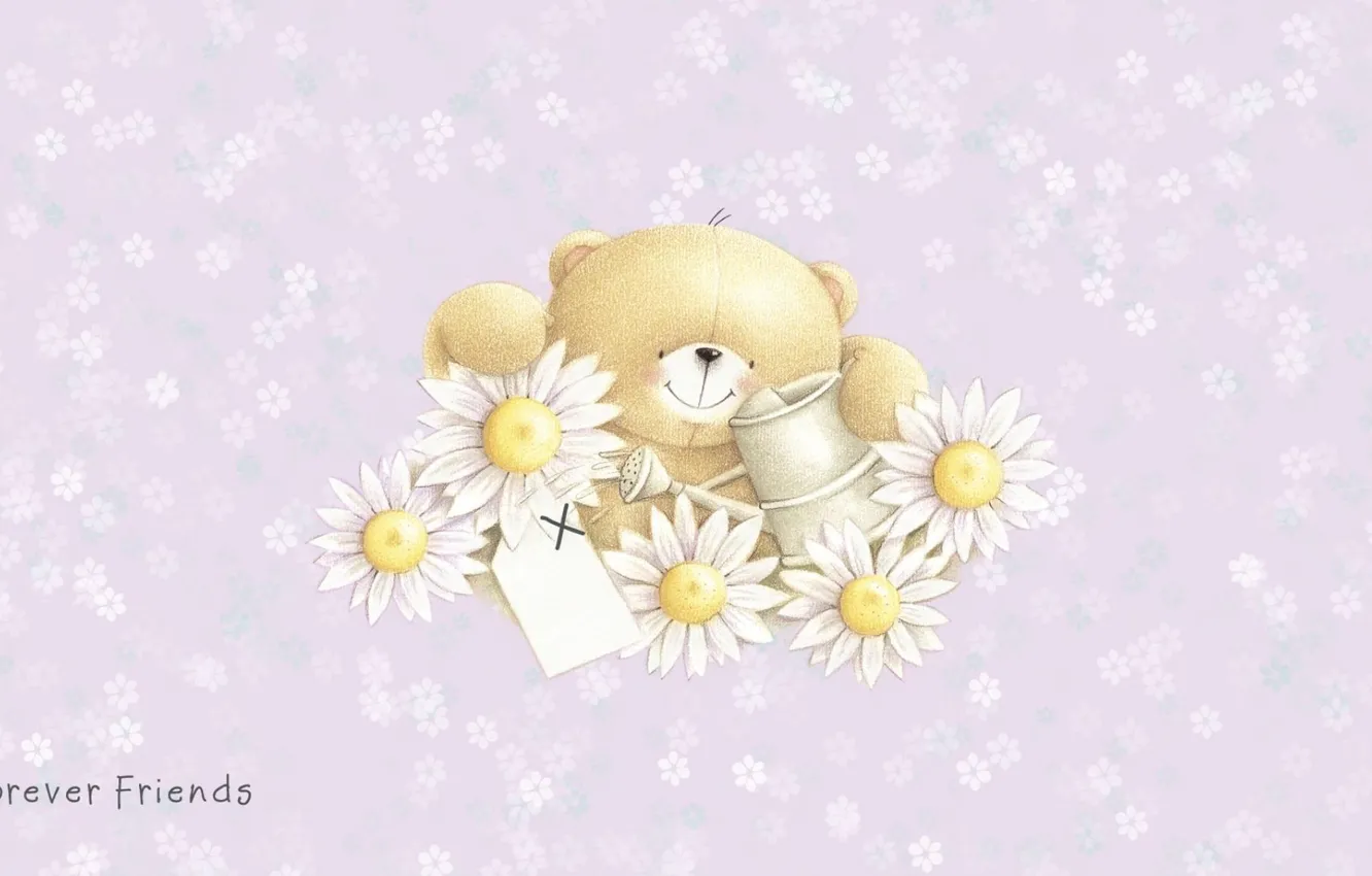 Photo wallpaper summer, smile, mood, chamomile, art, bear, children's, Forever Friends Deckchair bear
