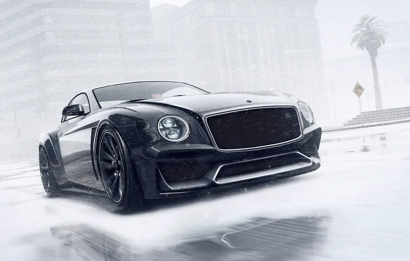 Photo wallpaper winter, car, machine, auto, snow, black, art, winter