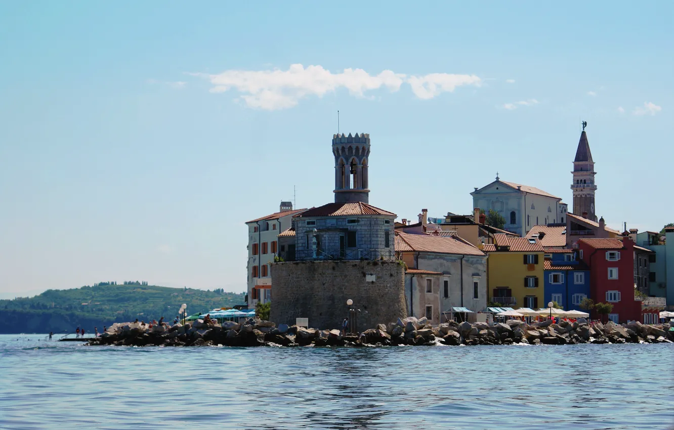 Photo wallpaper sea, the city, Piran, Slovenia