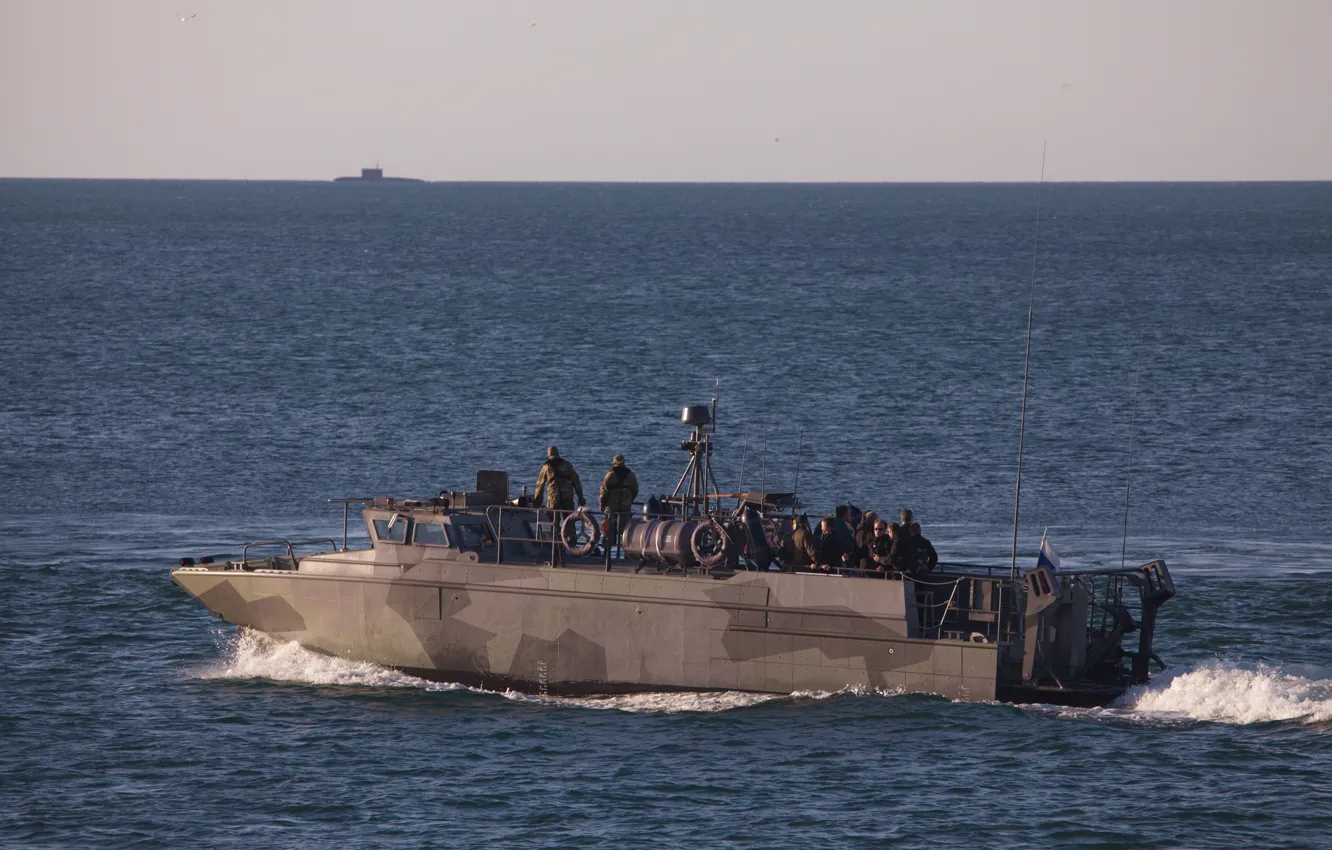 Photo wallpaper boat, submarine, exercises, The black sea, anti-sabotage, BK-18