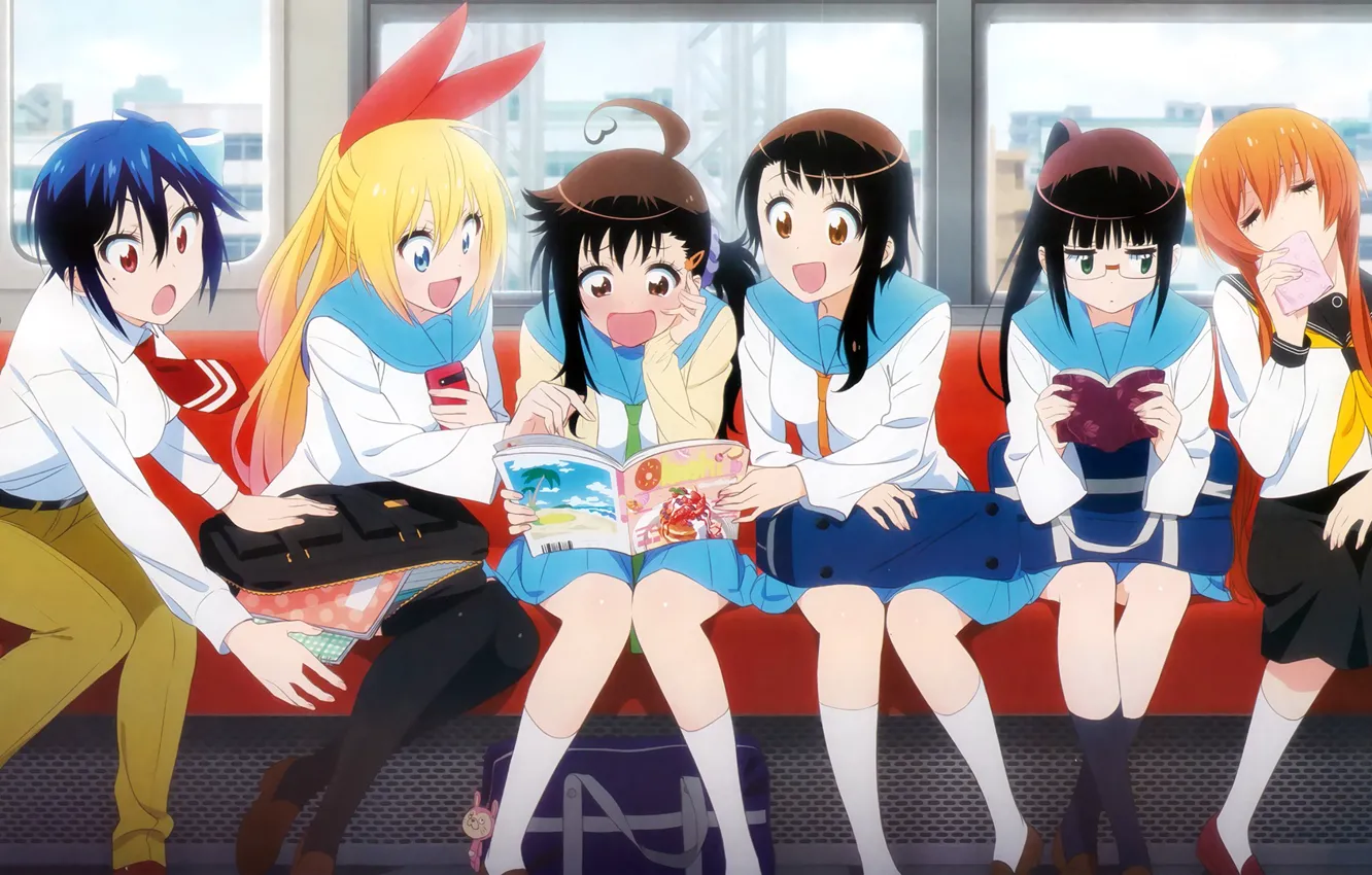 Photo wallpaper girls, school uniform, anime, art, characters, nisekoi, Seishiro Of Tsugumi, Chito, Kirisaku