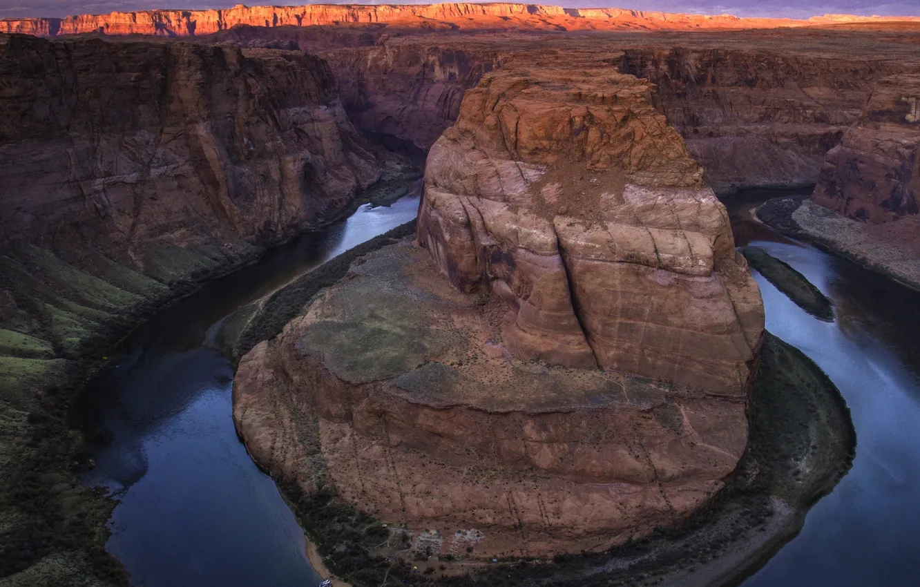 Photo wallpaper river, the evening, Colorado, canyon, AZ, Horseshoe (Horseshoe Bend)