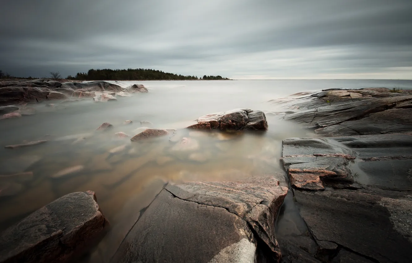 Photo wallpaper sea, landscape, nature, stones