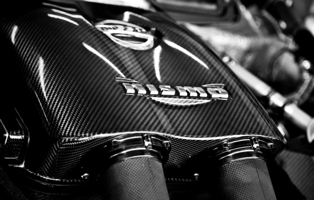 Photo wallpaper engine, logo, cars, GTR, emblem, Nissan, carbon, engine