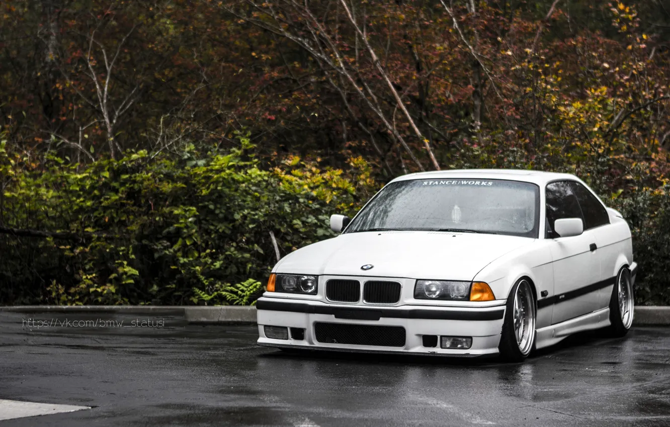 Photo wallpaper BMW, white, coupe, series, E36