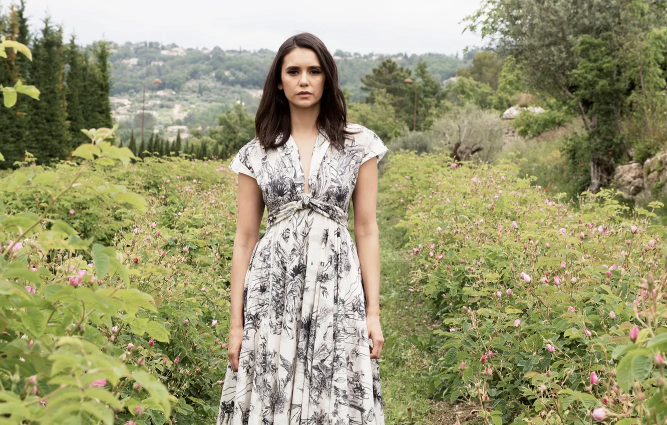 Photo wallpaper summer, look, girl, hair, dress, beautiful, Nina Dobrev, Nina Dobrev