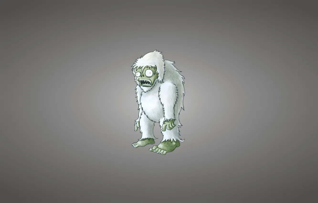 Photo wallpaper minimalism, zombies, light background, Yeti, Bigfoot, Plants vs. Zombies, Bigfoot