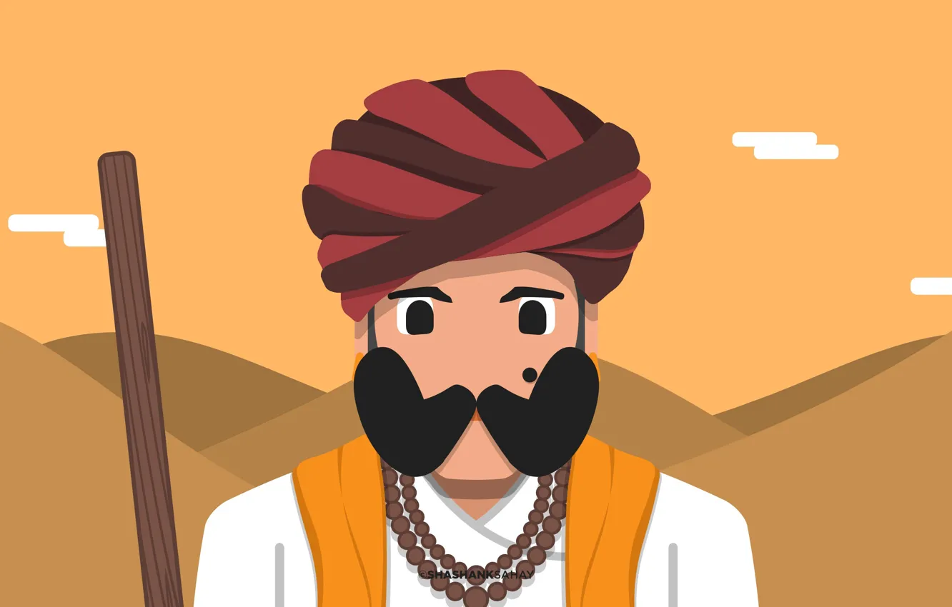 Photo wallpaper mustache, face, vector, India, Rajasthan