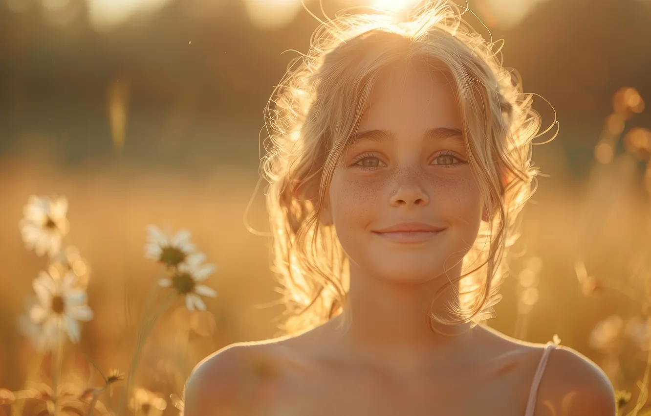 Photo wallpaper field, summer, look, the sun, rays, light, flowers, nature