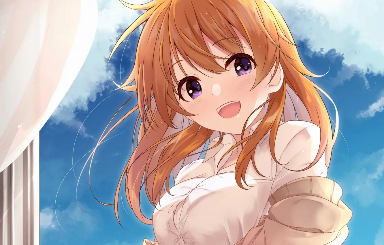 Photo wallpaper girl, long hair, anime, beautiful, purple eyes, pretty, attractive, handsome