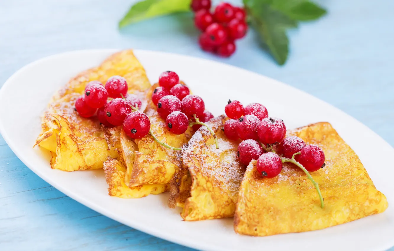 Photo wallpaper red, berries, food, pancakes, currants, pancakes