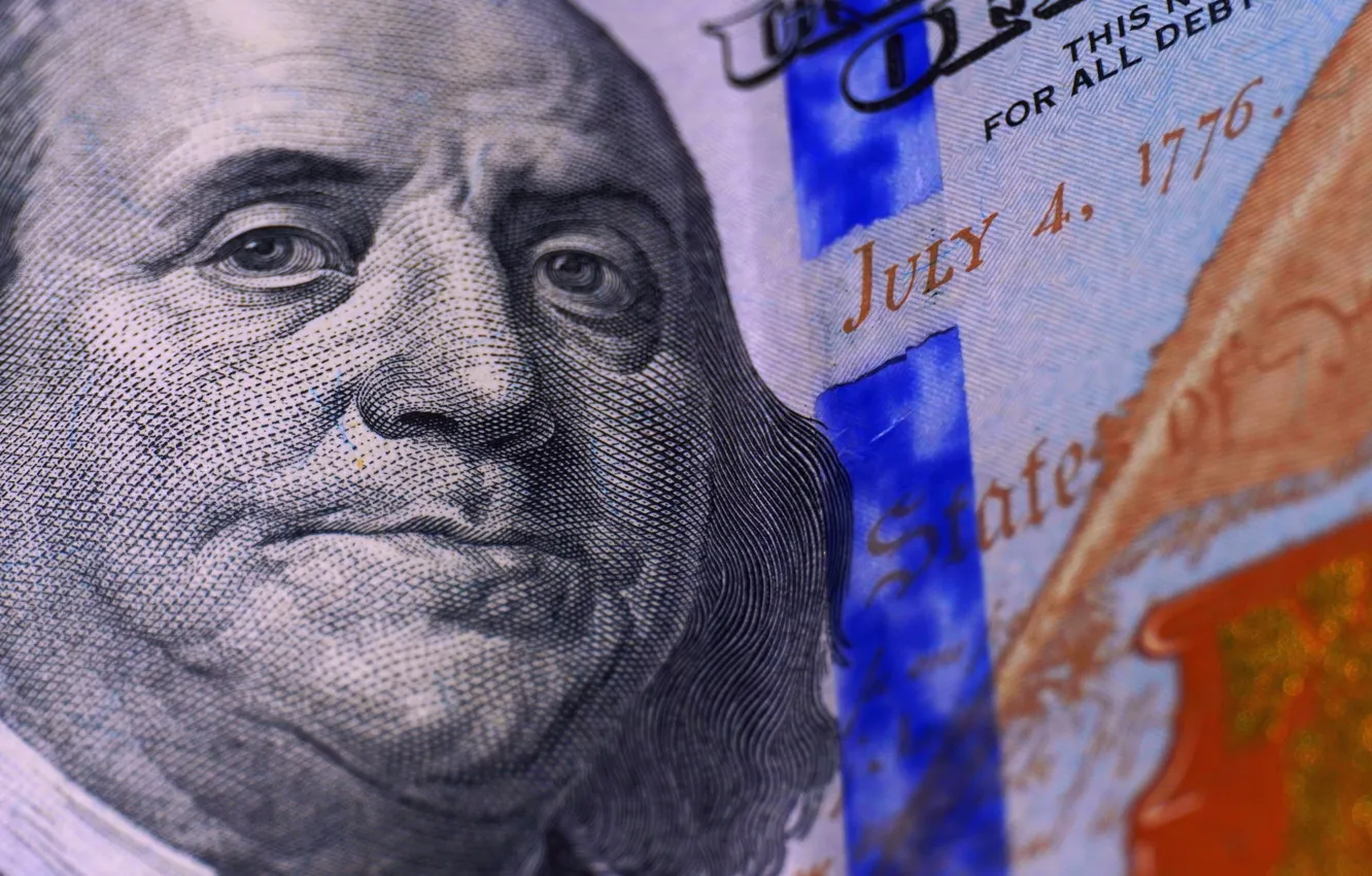 Photo wallpaper Money, Benjamin Franklin, Benjamin Franklin, Dollar, Dollar, 100, Bill