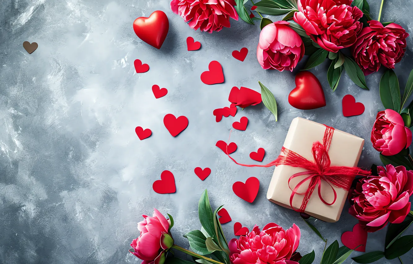 Photo wallpaper love, flowers, gift, romance, love, Valentine's day, heart, flowers