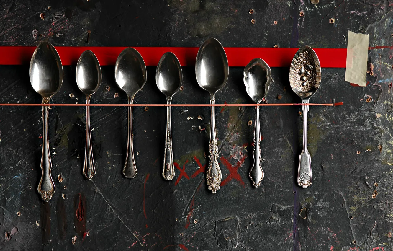 Photo wallpaper background, wall, spoon