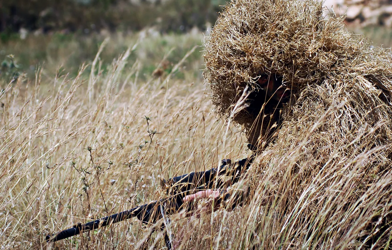 Photo wallpaper field, disguise, sniper