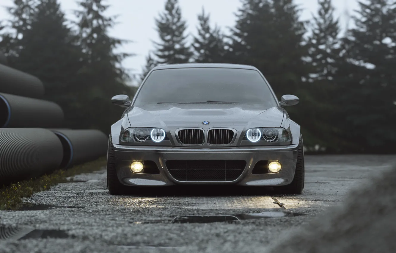 Photo wallpaper car, machine, auto, grey, BMW, silver, render, bmw m3