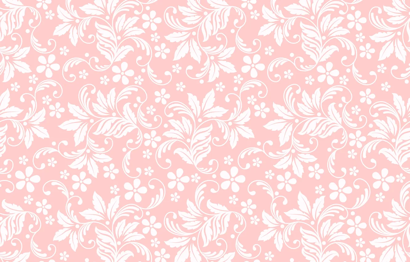 Photo wallpaper texture, pink background, floral ornament, seamless