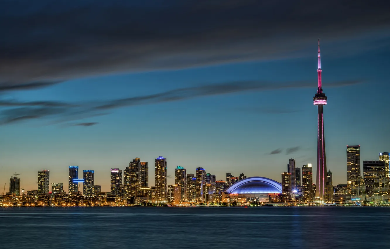 Photo wallpaper sunset, the city, Canada, panorama, skyline, Ontario, Toronto, center island