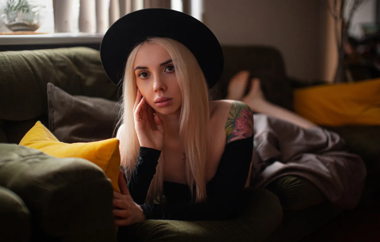 Photo wallpaper girl, sexy, Wallpaper, sweetheart, model, bright, skirt, hat