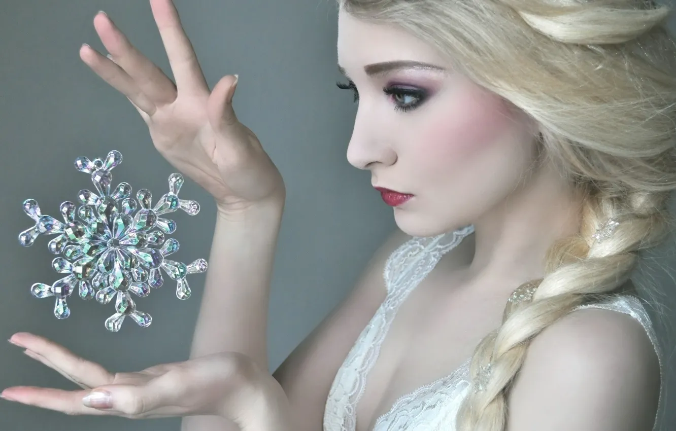 Photo wallpaper girl, snowflakes, cosplay, Elsa, Cold Heart
