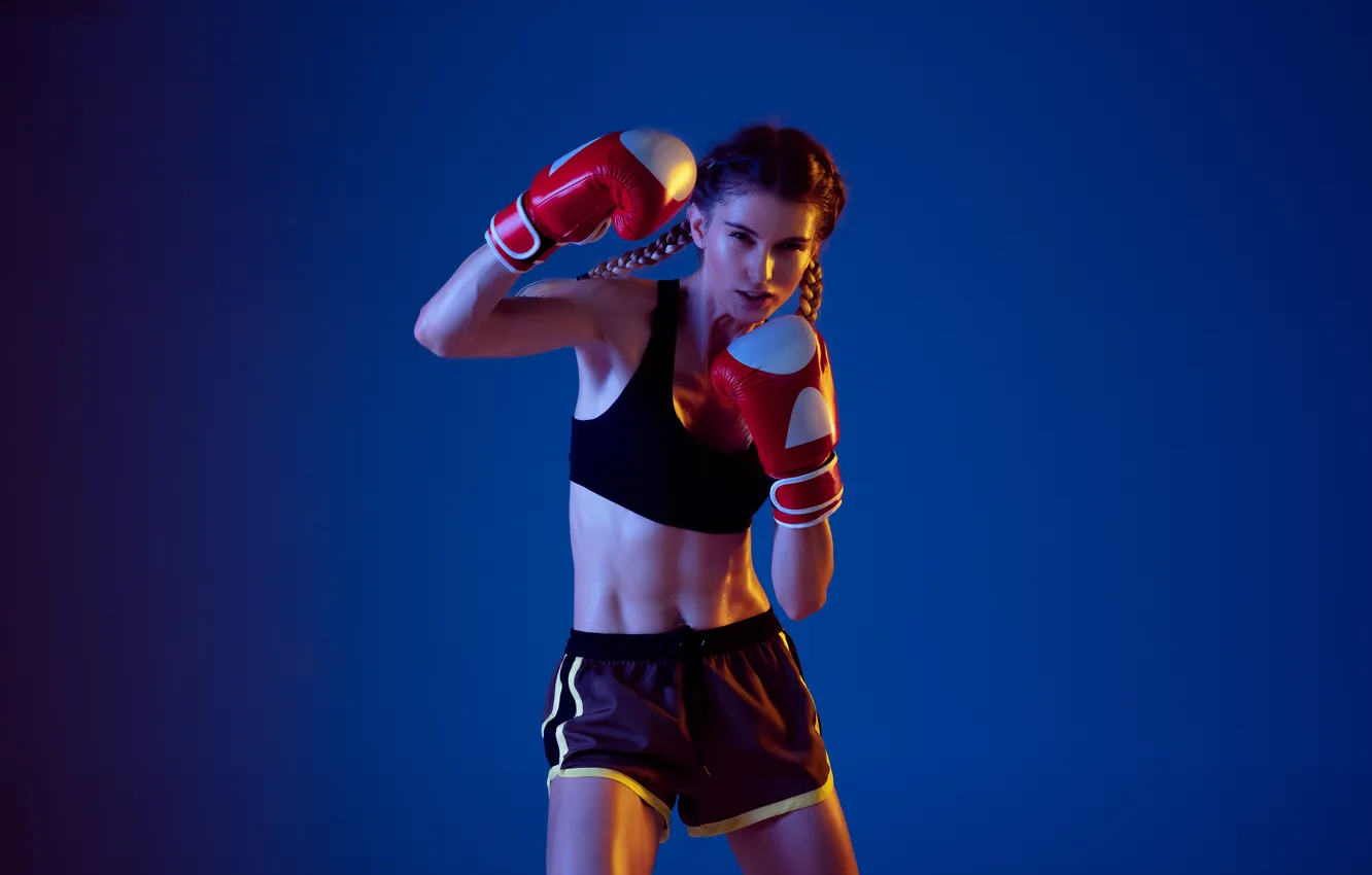 Photo wallpaper woman, boxing, caucasian, Fit, sportswear