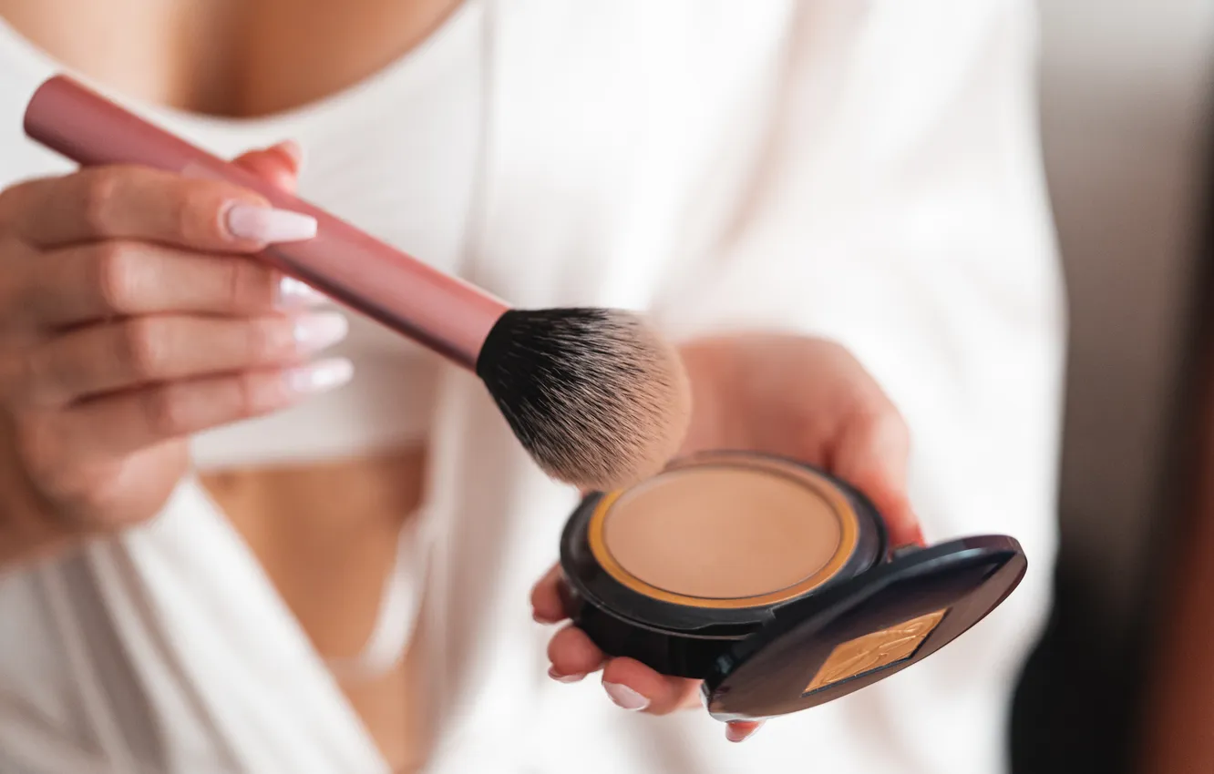 Photo wallpaper woman, brush, makeup
