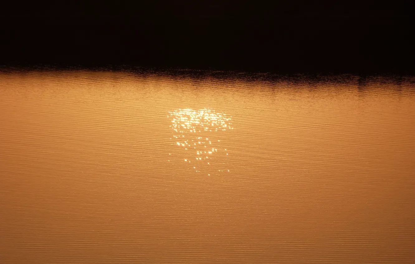 Photo wallpaper sea, water, sun, orange, reflection, sunbeam