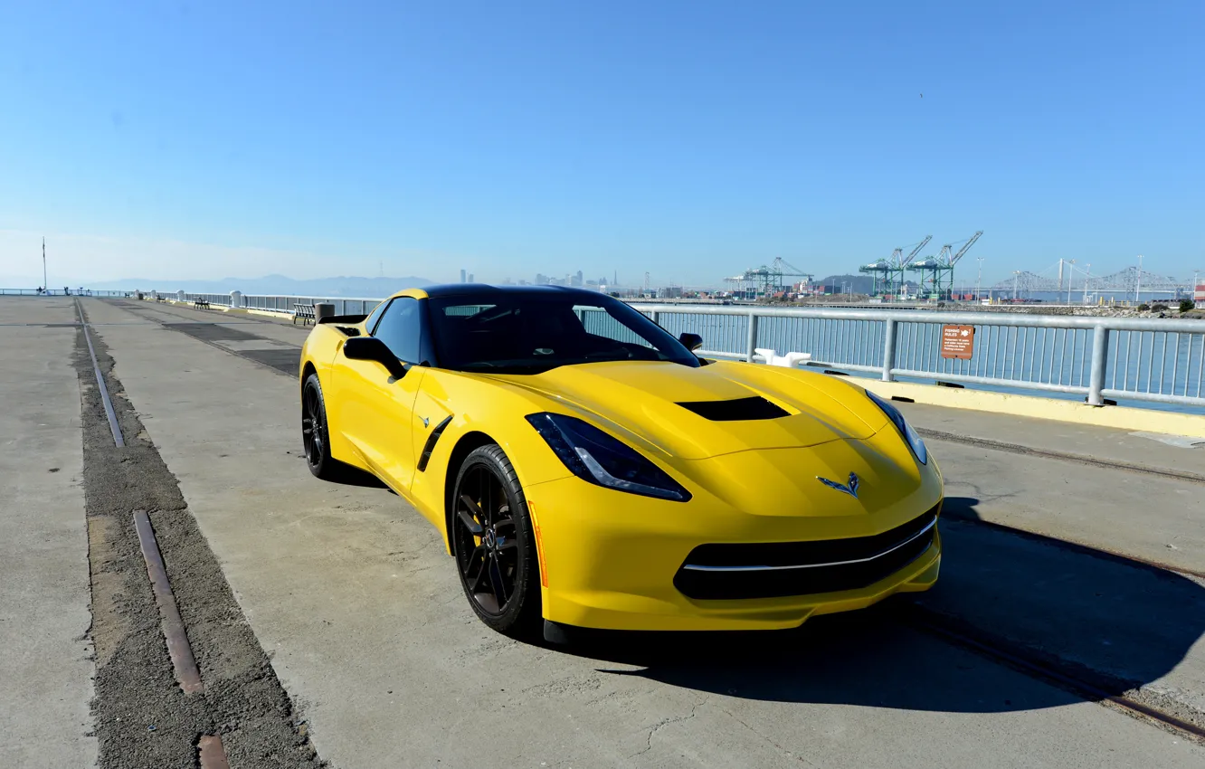 Photo wallpaper Corvette, Chevrolet, Yellow, Stingray, Z51