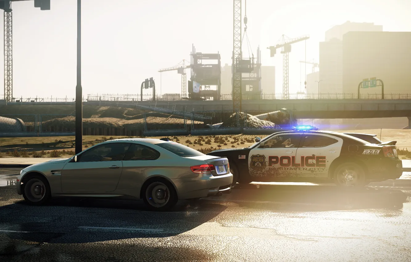 Photo wallpaper machine, the city, track, police, BMW, Need for Speed, police, most wanted