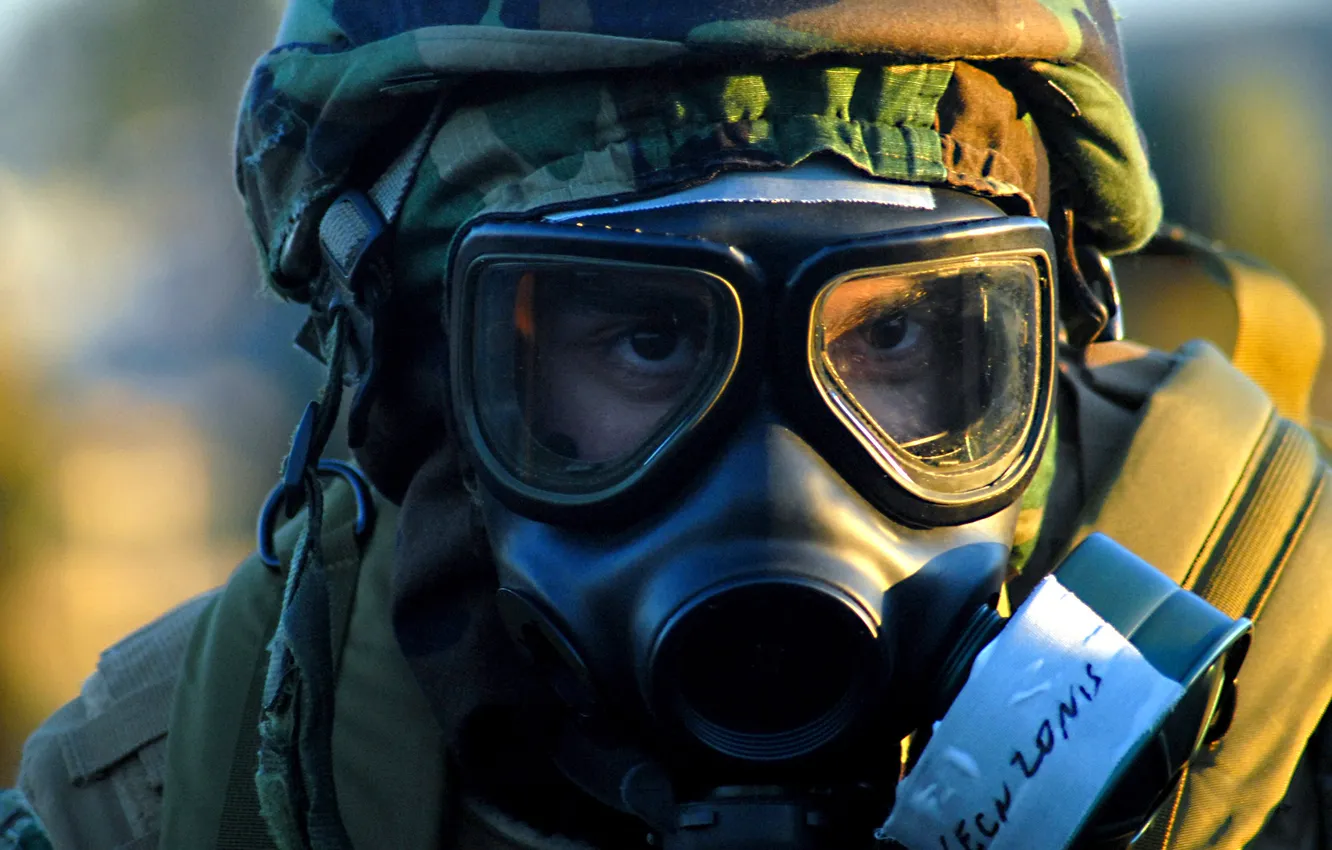Photo wallpaper radiation, army, gas mask