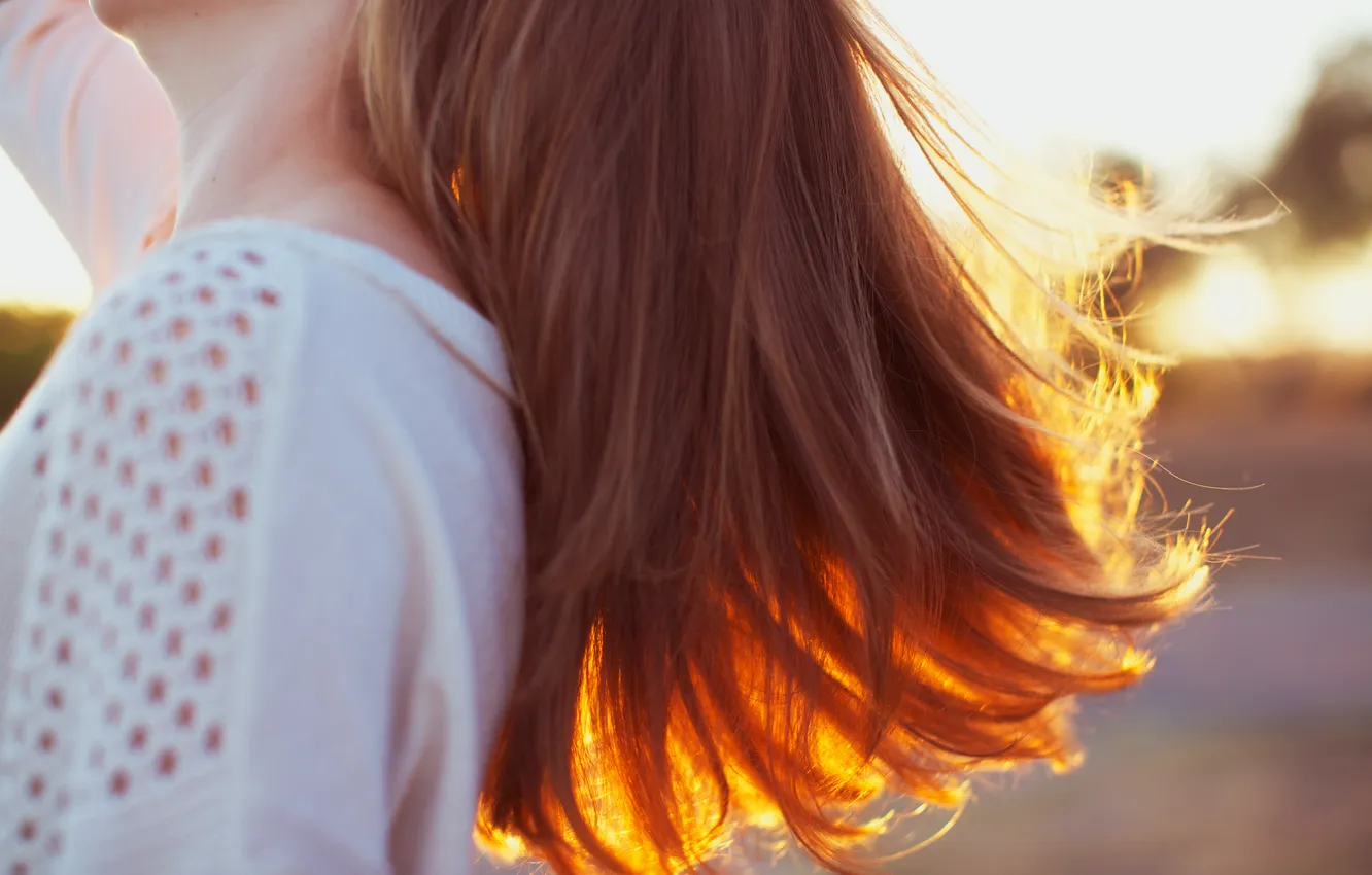 Photo wallpaper girl, the sun, hair