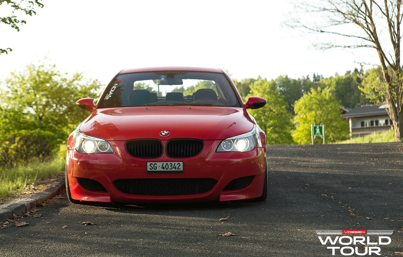 Photo wallpaper BMW, red, e60