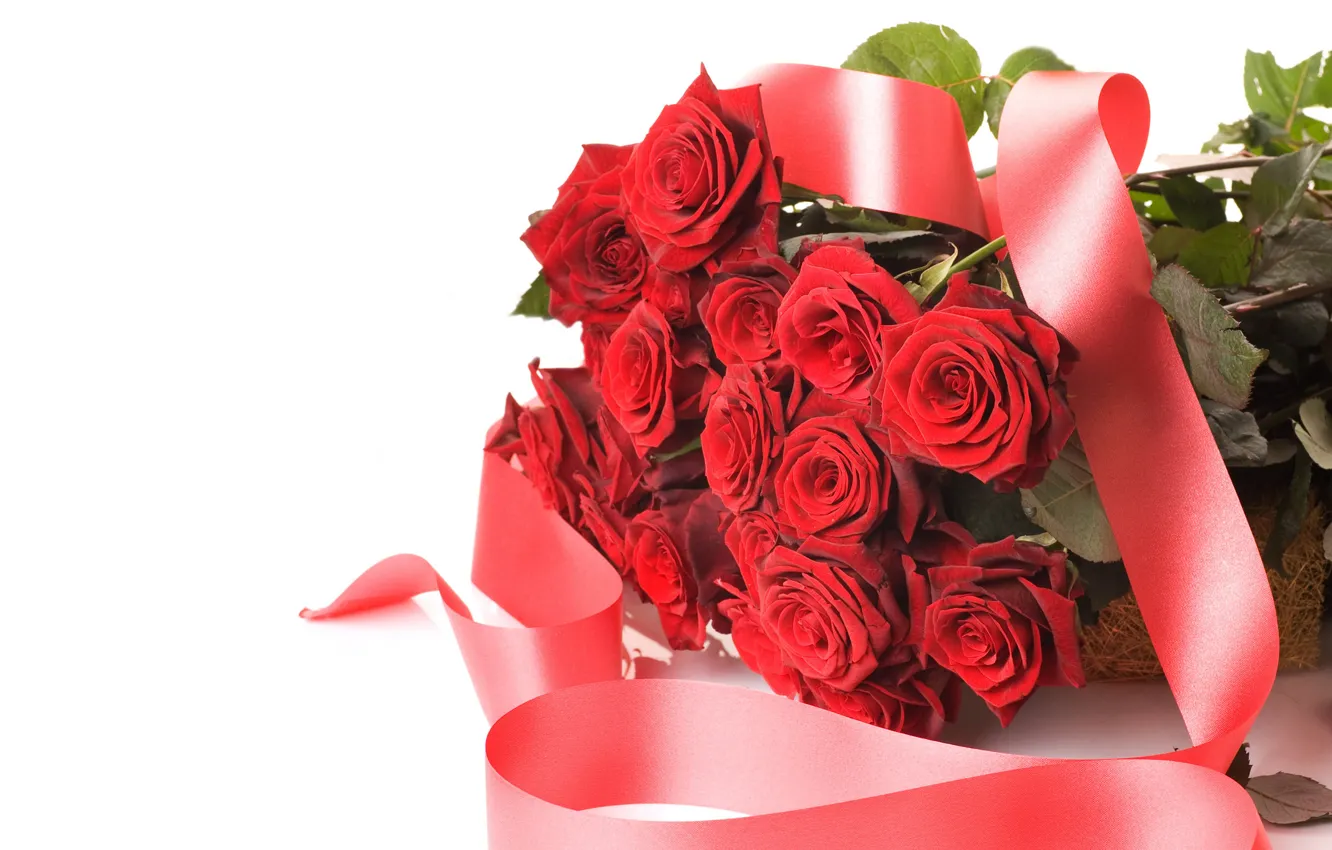 Photo wallpaper holiday, roses, bouquet, tape, Red, Valentine`s day, chic