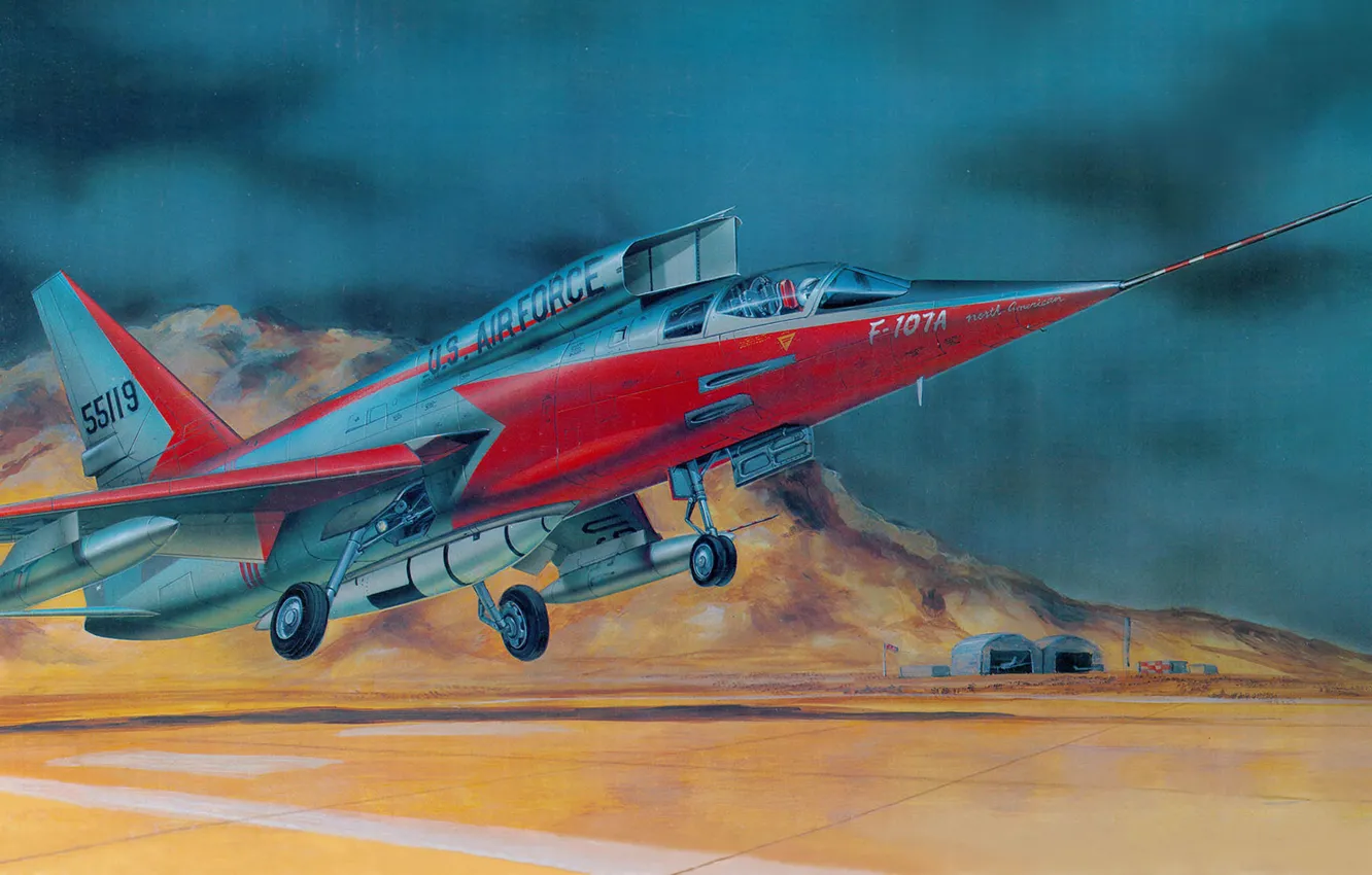 Photo wallpaper figure, United States Air Force, tactical fighter-bomber, North American F-107