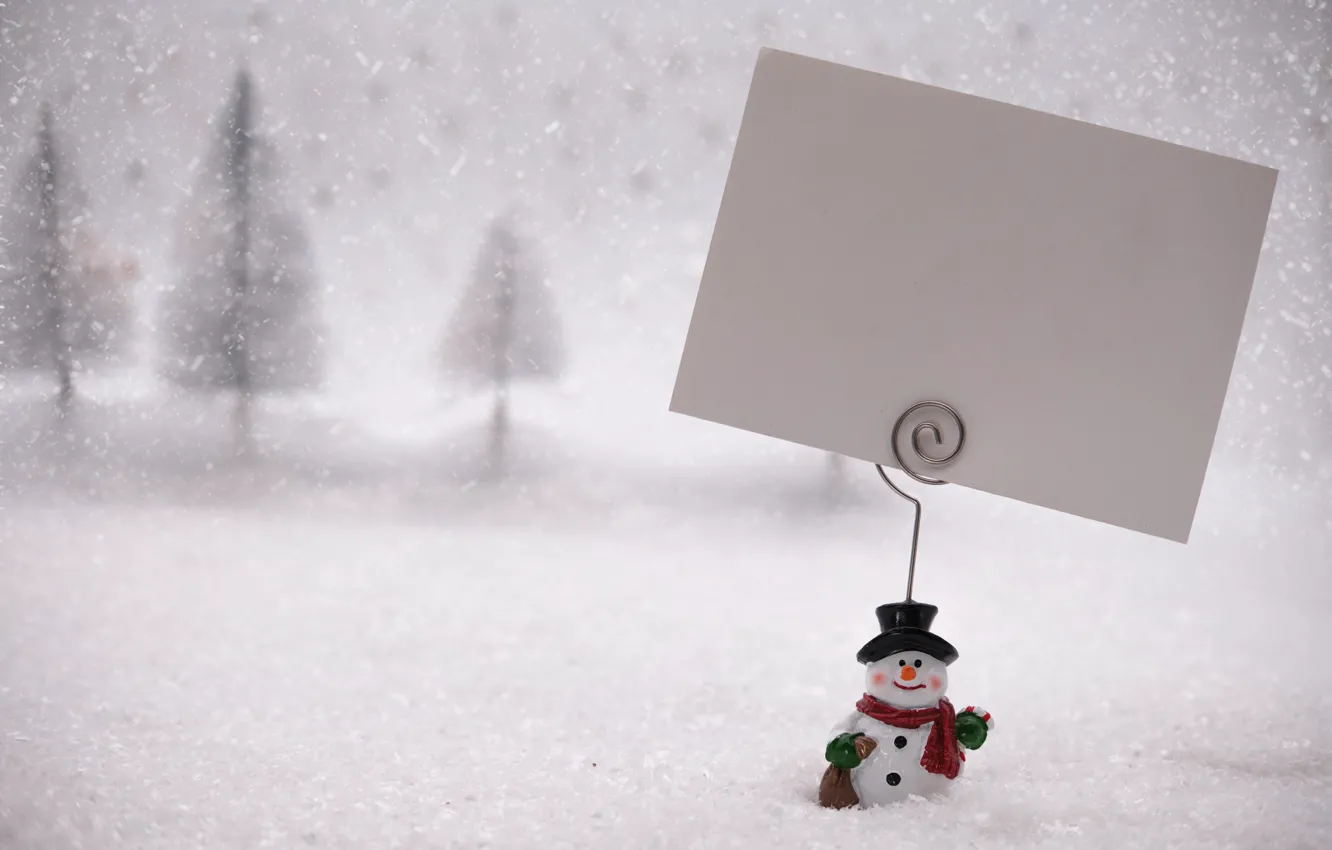 Photo wallpaper winter, forest, snow, paper, toy, leaf, new year, Christmas