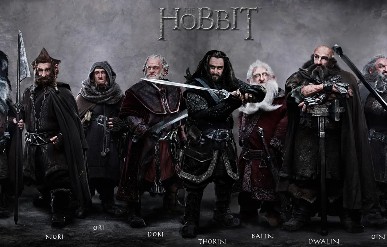 Photo wallpaper dwarves, company, swords, hike, The hobbit, The Hobbit, The hobbit: an Unexpected journey, Thorin, Oakenshield