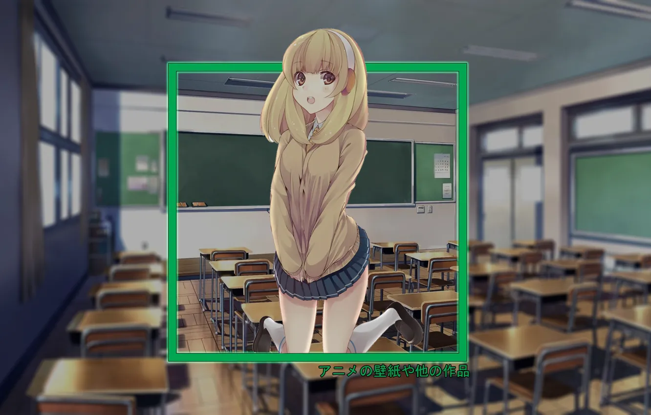Photo wallpaper girl, anime, school, office, madskillz