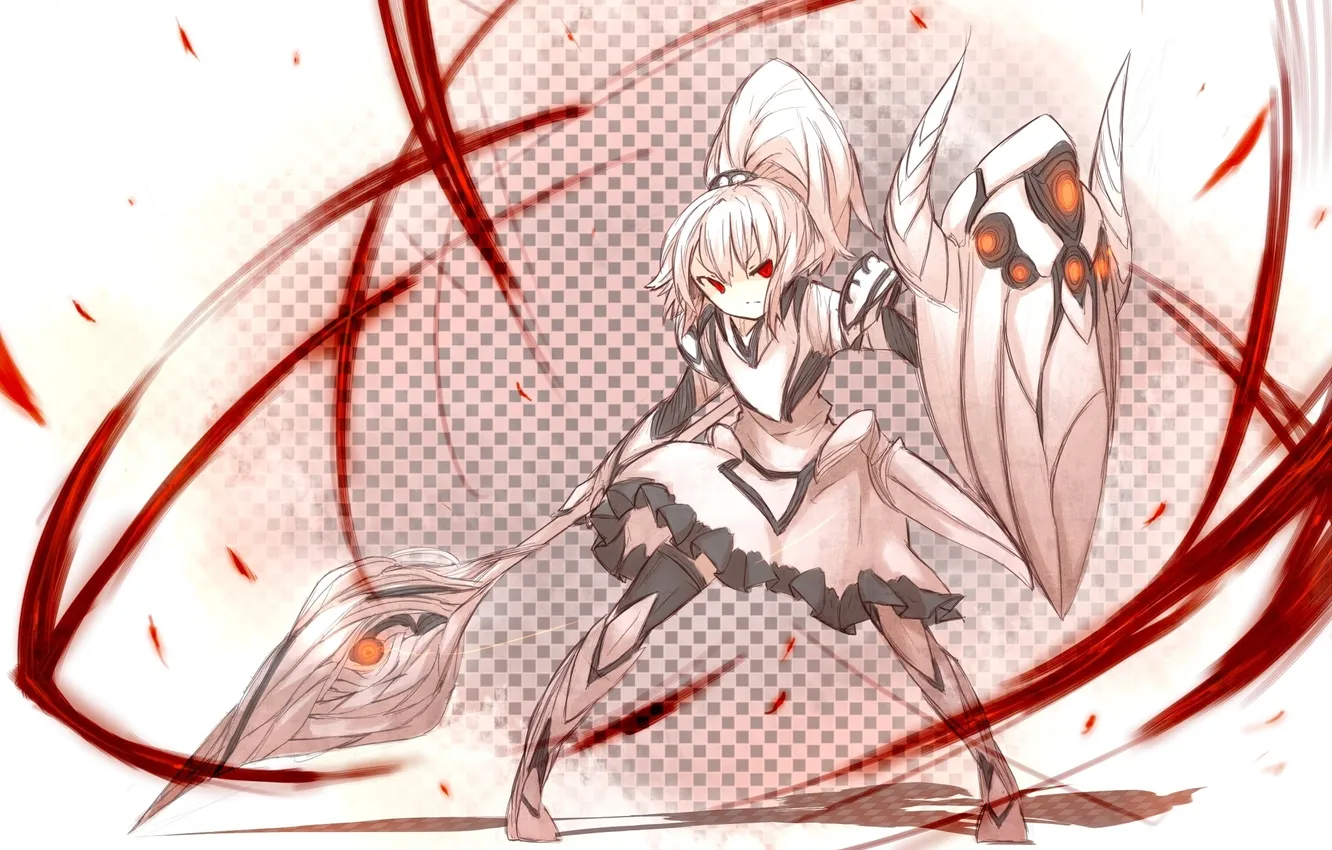 Photo wallpaper girl, weapons, magic, anime, art, staff, armor, shield