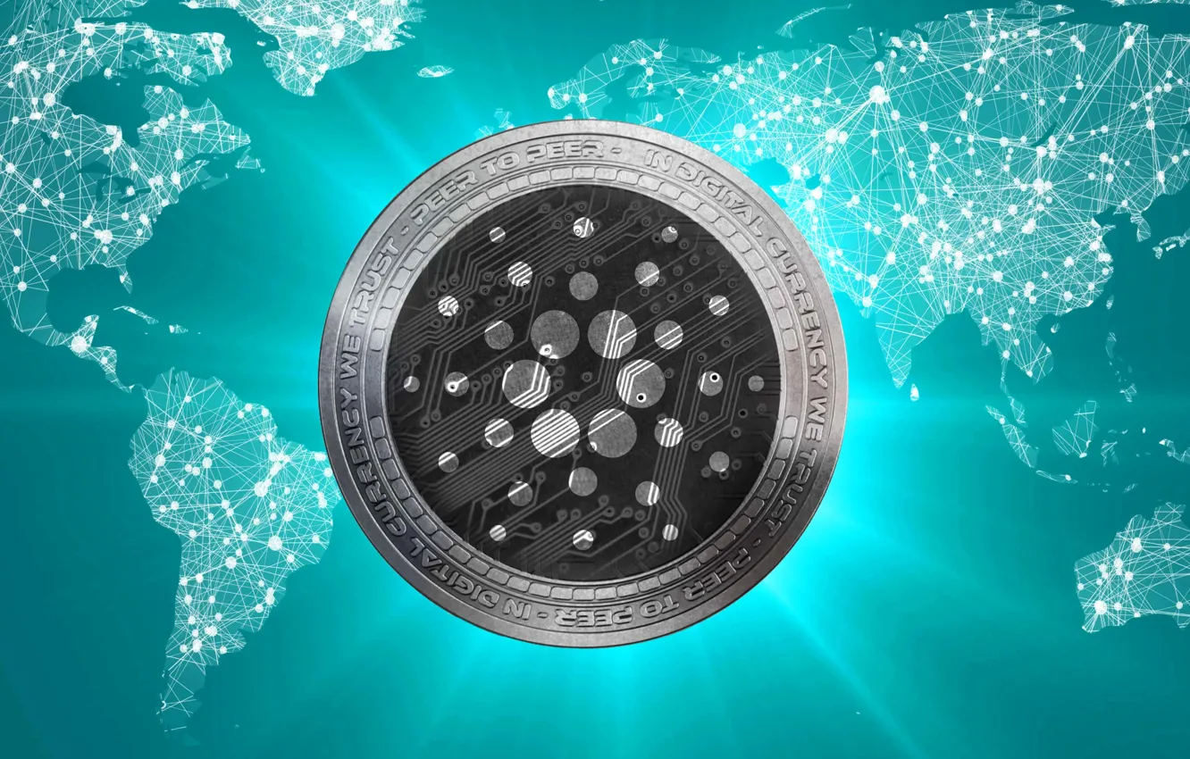 Photo wallpaper map, Ada, coin, cryptocurrency, cardano, cardan