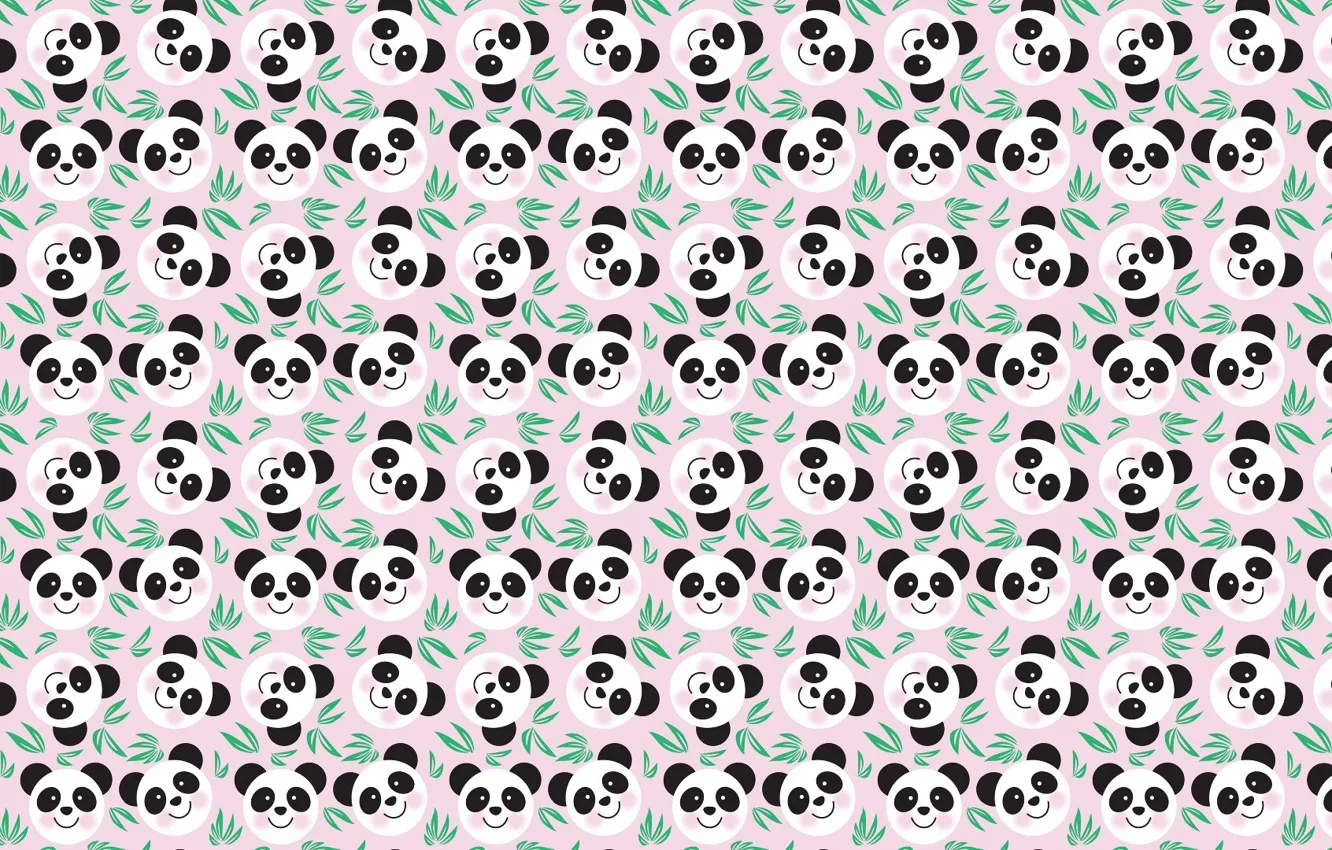 Photo wallpaper smile, background, texture, bamboo, art, Panda, children's