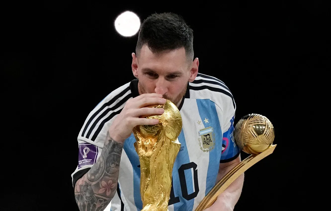 Photo wallpaper Argentina, football, tattoo, Qatar, Lionel Andrés Messi, Lionel Andrés Messi, FIFA World Cup, World Cup