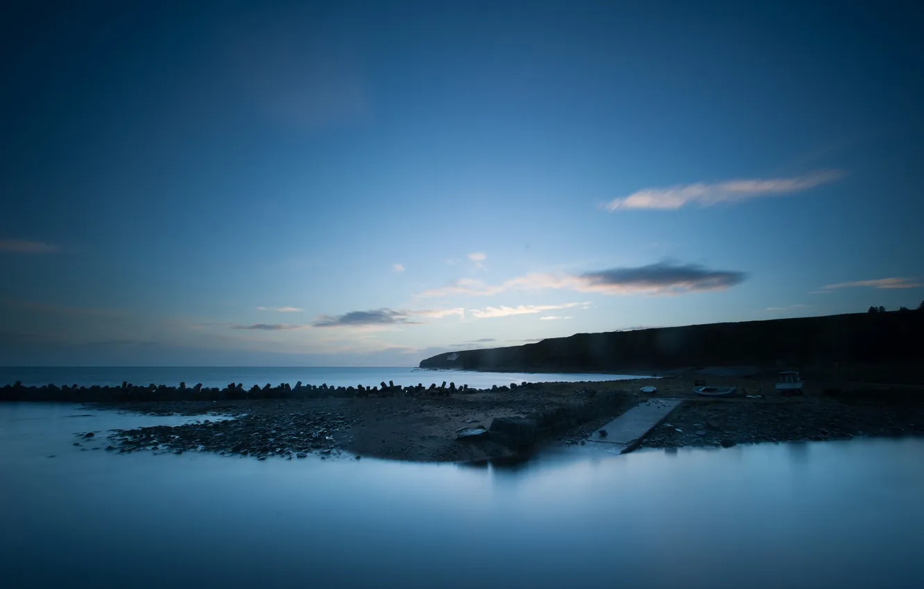 Photo wallpaper sea, landscape, night, shore
