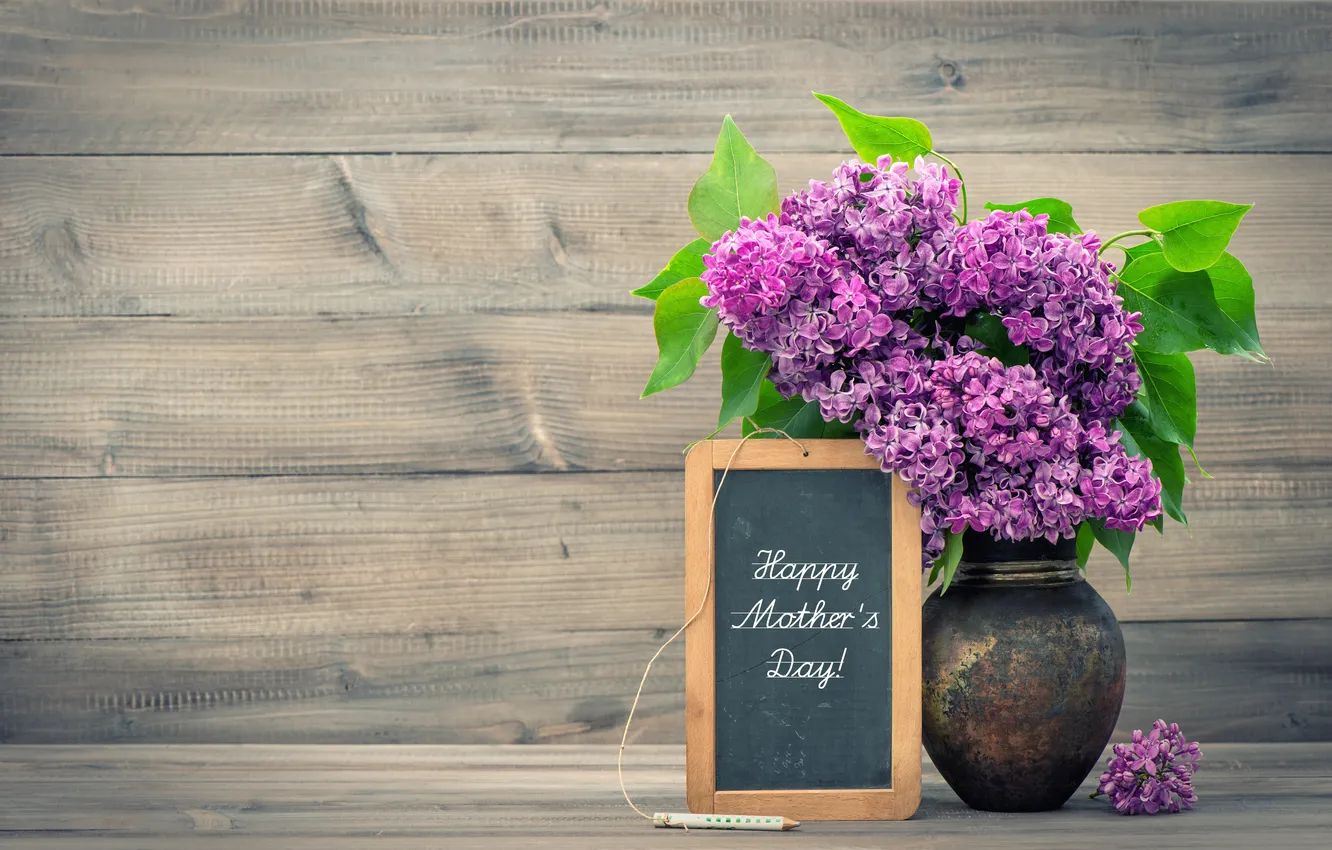 Photo wallpaper flowers, bouquet, vase, lilac
